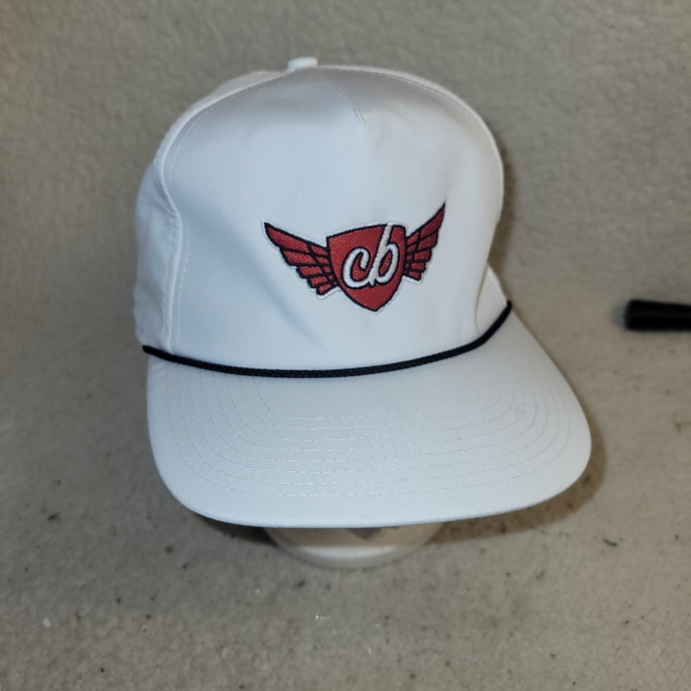Imperial White Snapback Hat Embroidered Logo Cap Cord Trim Adjustable CB...